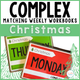 Complex Matching Weekly Workbooks Christmas cover, an advanced Christmas-themed matching workbook for special education