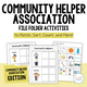 Community Helper Association File Folder Activities cover featuring six printable tasks