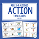 Action Task Cards cover with clipart and real-photo examples for ABLLS-R tasks C35 and G8