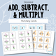 Seasonal math matching cards cover for addition, subtraction, and multiplication
