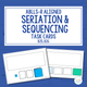 Seriation and Sequencing cover with ABLLS-R task codes and sample task cards