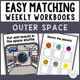 Easy Matching Weekly Workbooks Outer Space Edition cover, a space-themed errorless matching workbook for special education