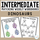 Intermediate Matching Weekly Workbooks Dinosaurs cover, a dinosaur-themed matching and sorting workbook for special education