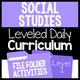 Level 1 Social Studies Curriculum File Folder Activities cover featuring 35+ printable and digital tasks