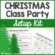 Christmas Class Party Setup Kit: cover with Christmas station plans, a color-coded rotation schedule, and tree graphics