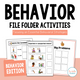 Behavior File Folder Activities cover featuring six printable and digital tasks
