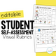 Student Self-Assessment Visual Rubrics cover with 10 editable rating tools