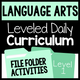Level 1 Language Arts Curriculum File Folder Activities cover featuring 40 printable tasks