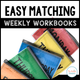 Easy Matching Weekly Workbooks cover, five color-coded weekday errorless matching workbooks for special education