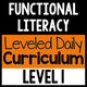 Functional Literacy Leveled Daily Curriculum Level 1 cover for foundational real-world literacy instruction