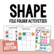 Shape File Folder Activities cover featuring 16 printable tasks