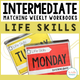 Intermediate Matching Weekly Workbooks Life Skills cover, a life-skills matching and sorting workbook for special education