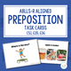 Preposition cover with ABLLS-R task codes and sample task cards
