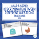 Discriminate Between Different Questions cover with ABLLS-R task codes and sample task cards