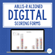 ABLLS-R Digital Master Scoring Form cover with color-coded Google Sheets data on a laptop