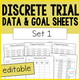 Editable Discrete Trial Data and Goal Sheets Set 1 cover with sample program forms