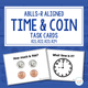 Time & Coin cover with ABLLS-R task codes and sample task cards