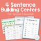 Sentence Building Literacy Centers cover featuring interactive language tasks