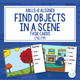 Find Objects in a Scene cover with ABLLS-R task codes and sample task cards