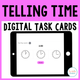Telling Time Digital Task Cards: tablet matching 2:00 to one of three analog clock faces