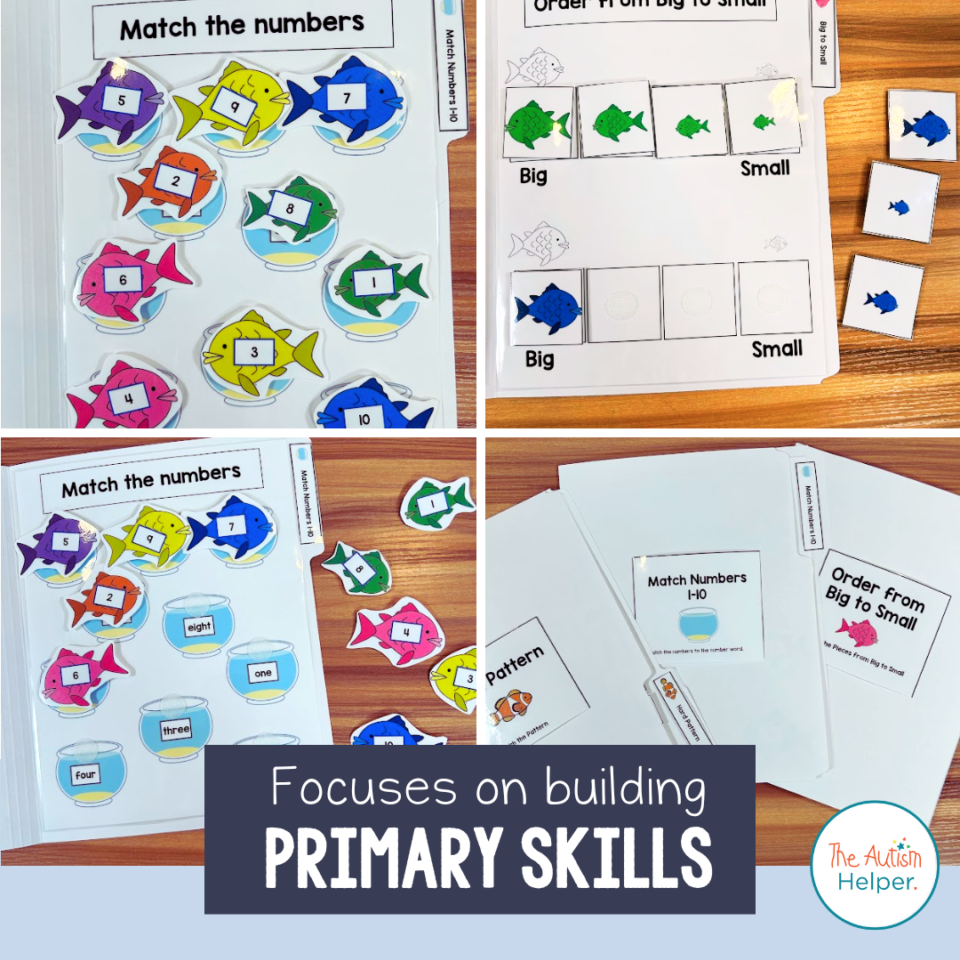 File Folder Activities to Match, Sort, Count, and More! {FISH themed}