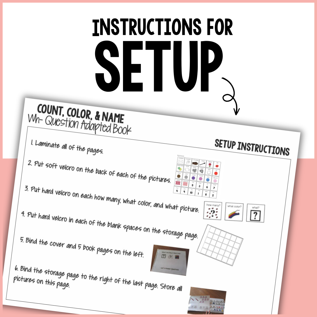 Count, Color, & Name Wh-Question Adapted Book - Valentine's Day