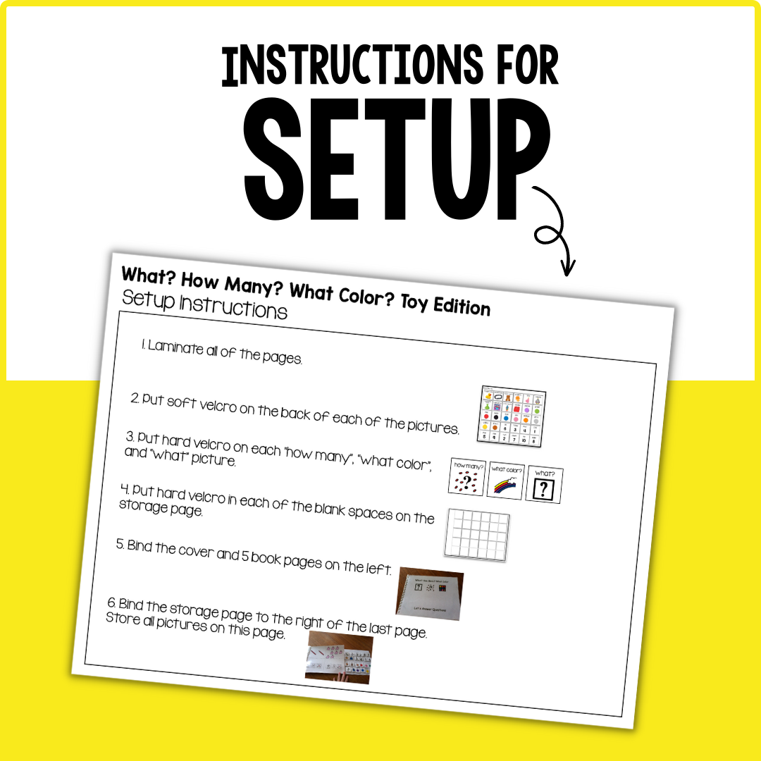 Count, Color, & Name Wh-Question Adapted Book - Toys