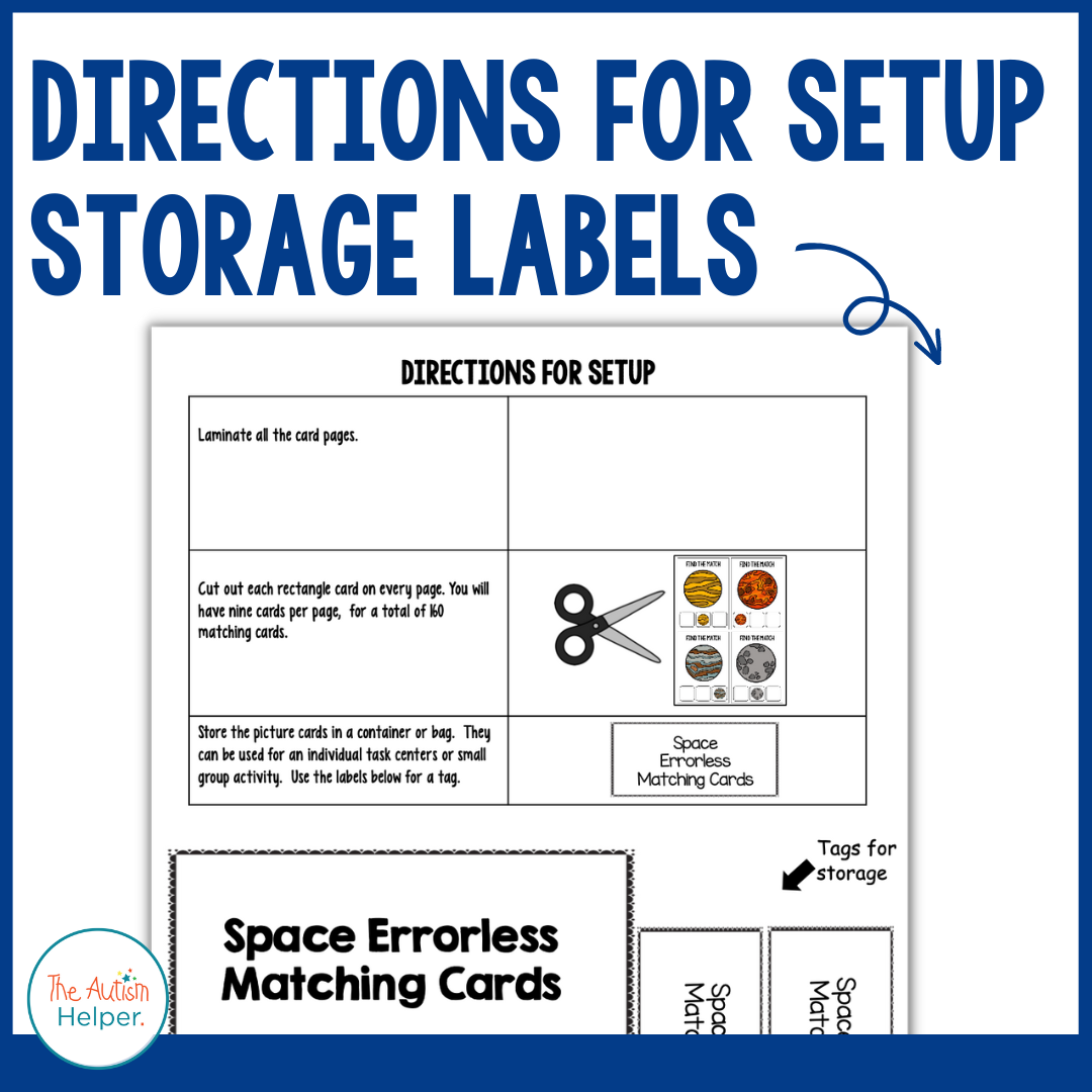 Outer Space Errorless & Identical Matching Task Cards