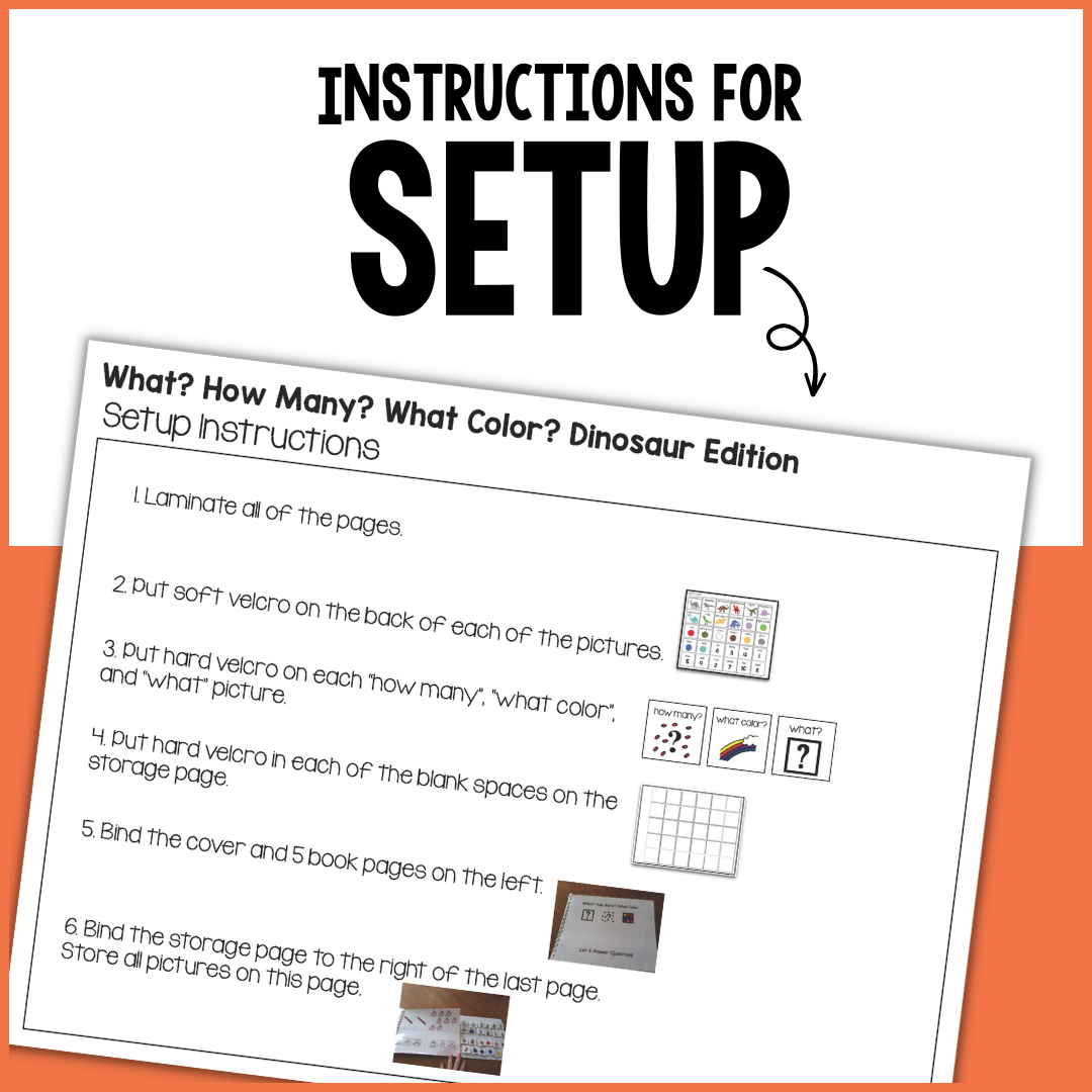 Count, Color, & Name Wh-Question Adapted Book - Dinosaurs