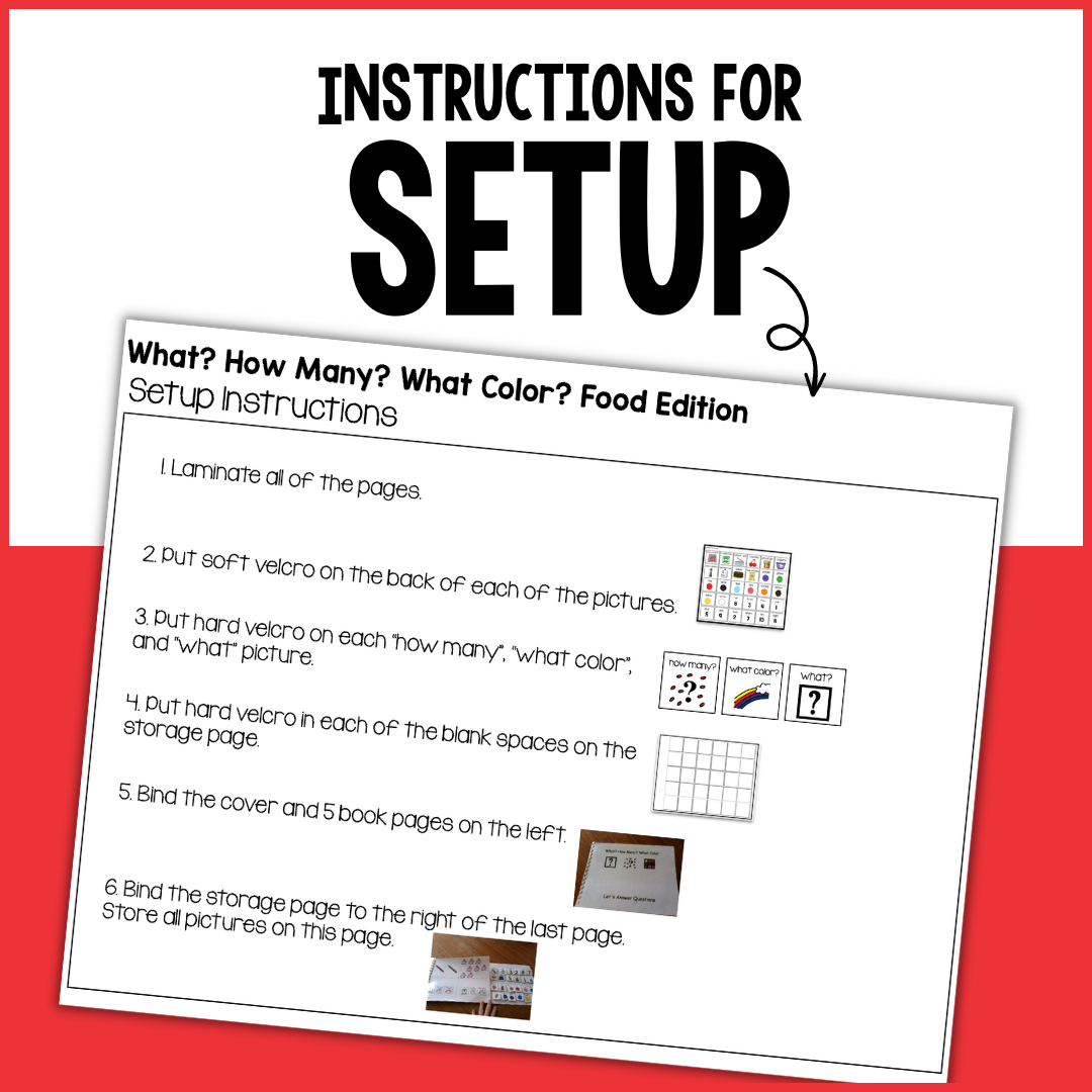 Count, Color, & Name Wh-Question Adapted Book - Food
