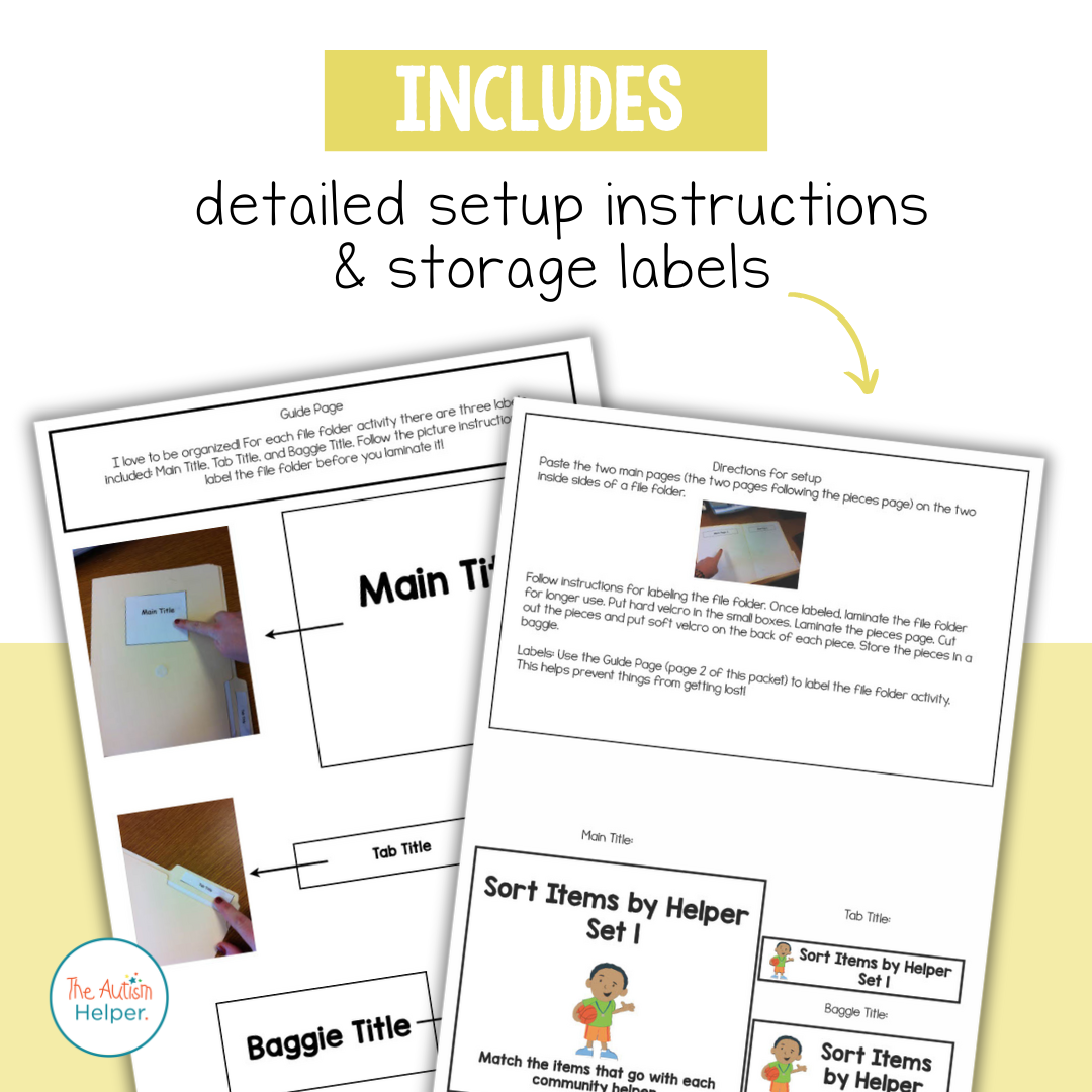 Community Helper Association File Folder Activities