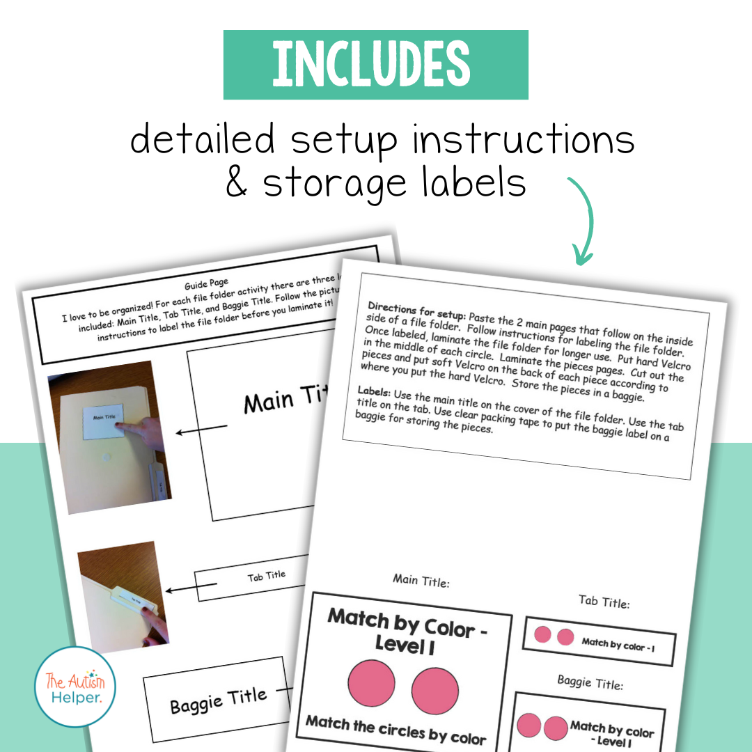 Color Sorting & Matching File Folder Activities