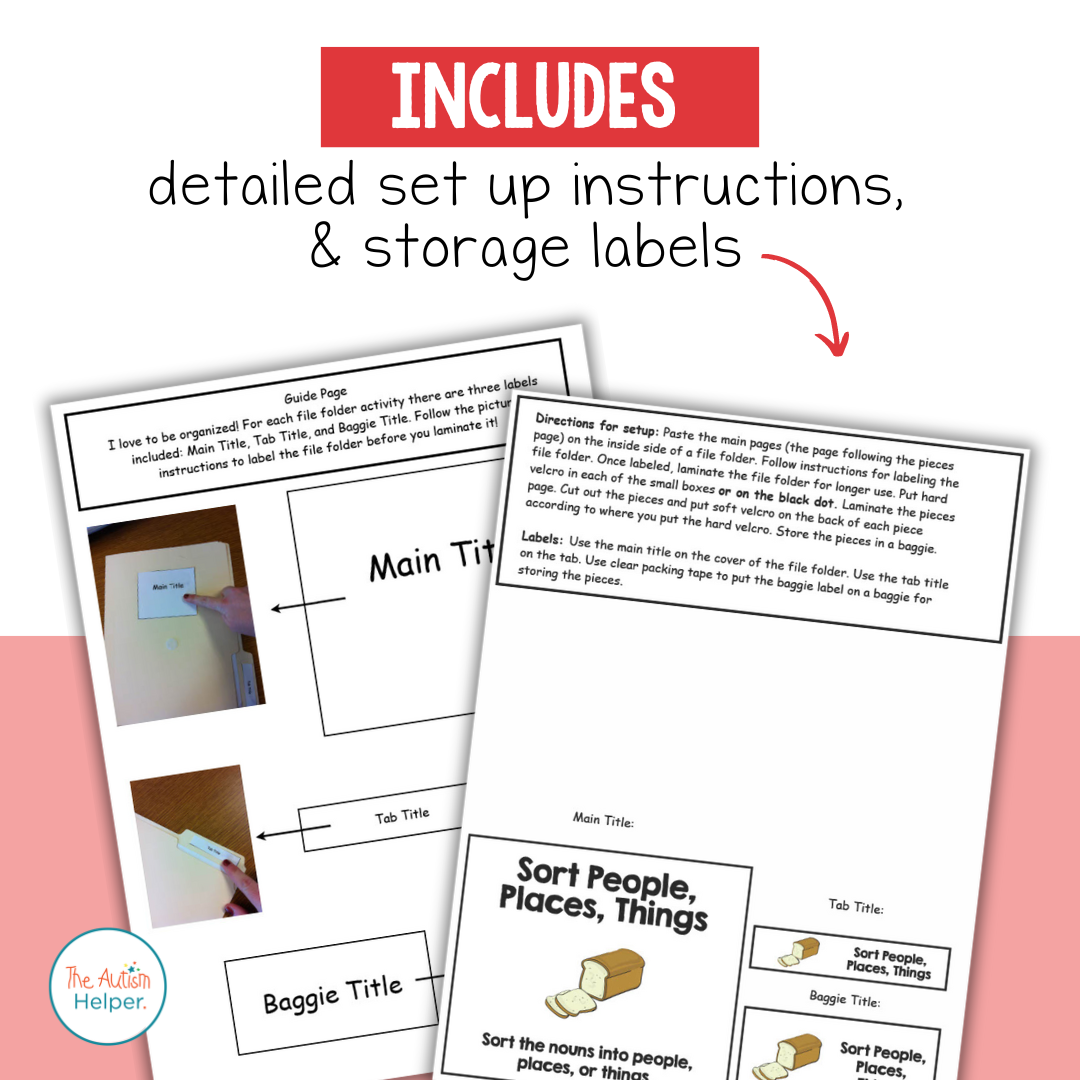 Parts of Speech File Folder Activities