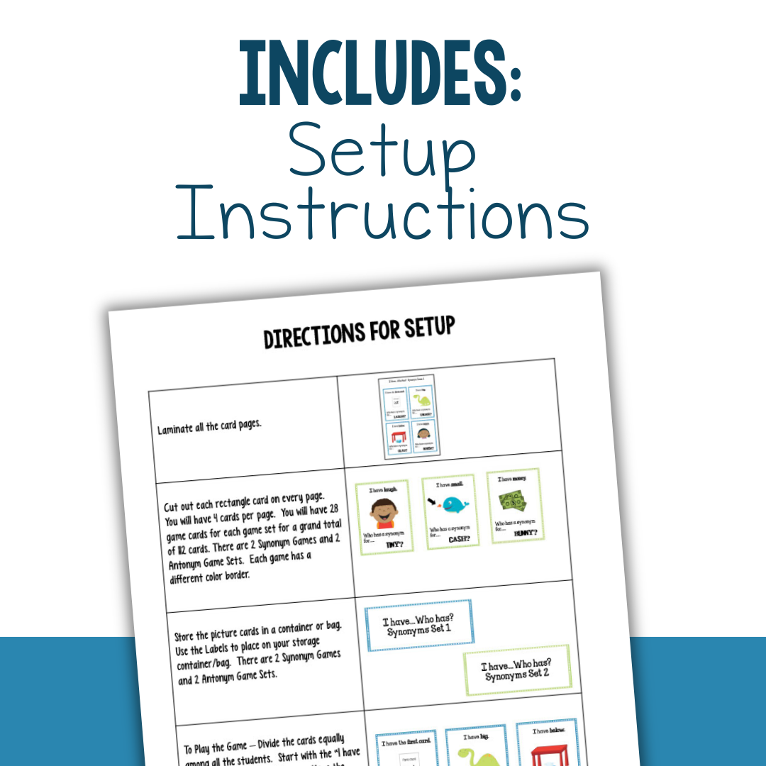 I Have, Who Has? Synonym and Antonym Card Game