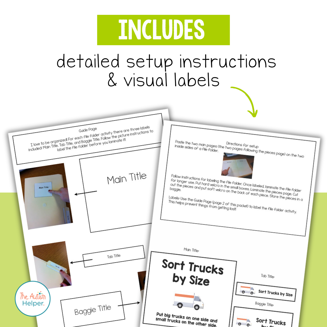 Truck Themed File Folder Activities