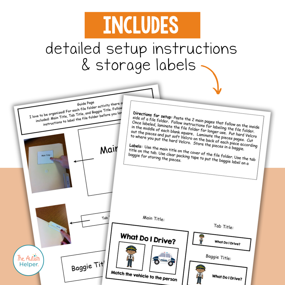 Vehicle Themed File Folder Activities