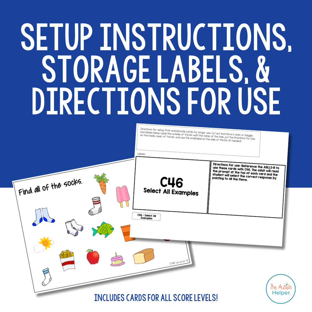 All Examples contents with storage labels, setup directions, and data sheets