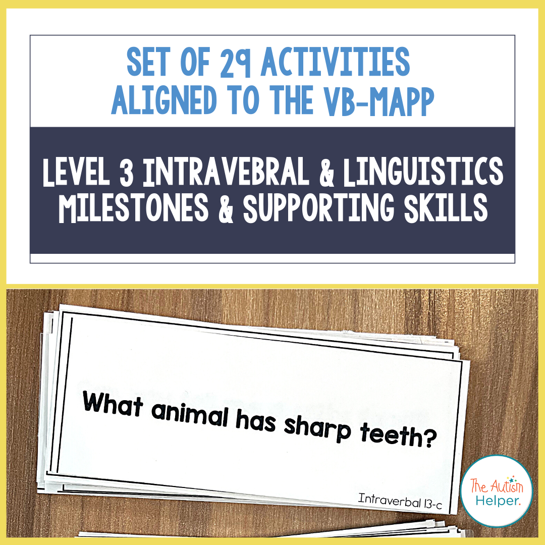 VB-MAPP Task Cards: Intraverbal and Linguistics Level 3