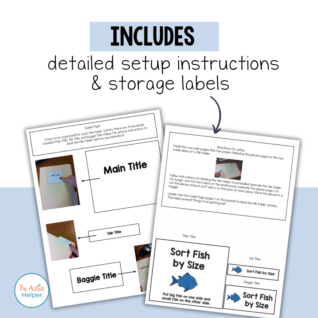 File Folder Activities to Match, Sort, Count, and More! {FISH themed}