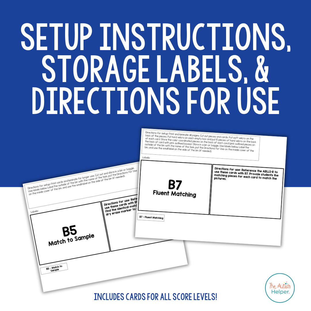 Matching contents with storage labels, setup directions, and data sheets