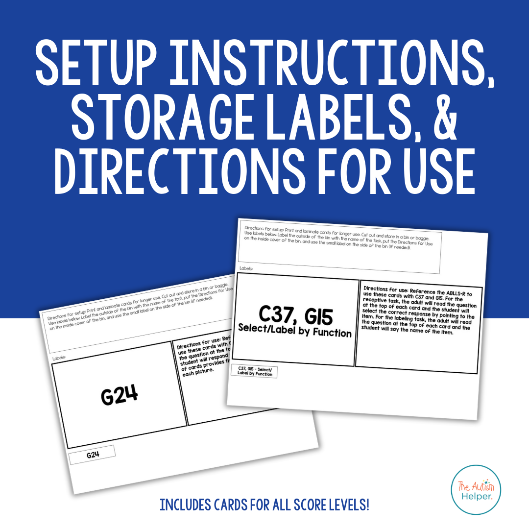Function contents with storage labels, setup directions, and data sheets