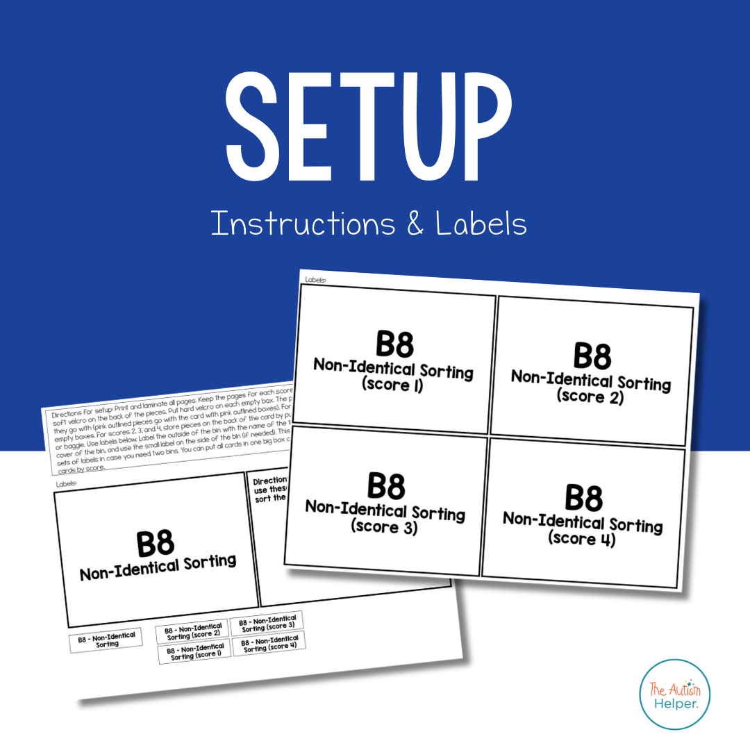 Non-Identical Matching setup and organization materials for repeated instruction
