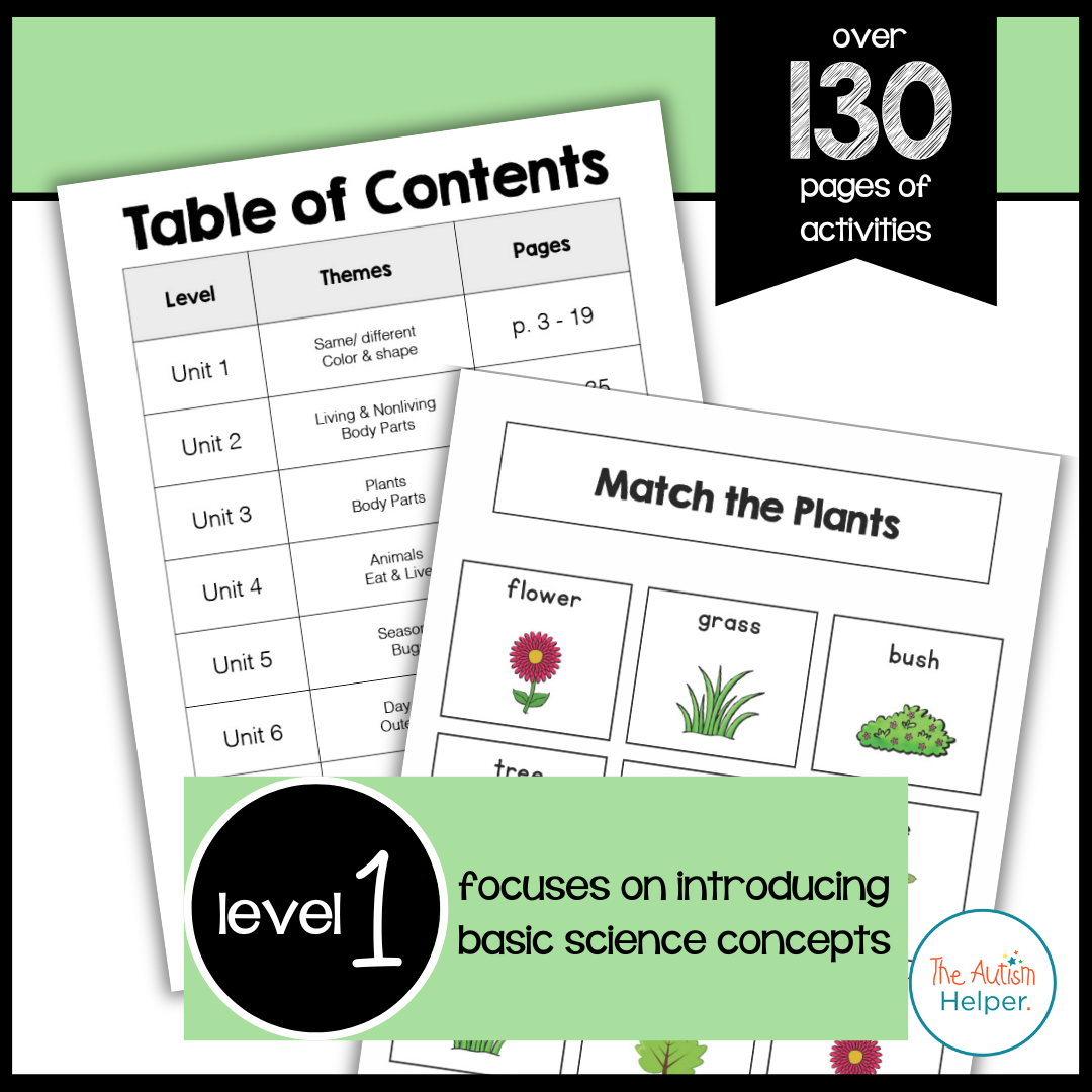 Level 1 Science Leveled Daily Curriculum FILE FOLDER ACTIVITIES