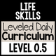 Life Skills Leveled Daily Curriculum Level 0.5 cover for foundational daily living instruction