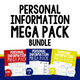 Personal Information Mega Pack bundle cover showing differentiated Level 1, Level 2, and Level 3 resources