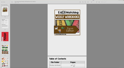 Easy Matching Weekly Workbooks - Farm Edition