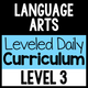 Language Arts Leveled Daily Curriculum Level 3 cover for advanced grammar and writing instruction