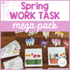 Spring Work Task Mega Pack cover with flower sorting and counting activities for special education
