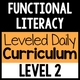Functional Literacy Leveled Daily Curriculum Level 2 cover for applied real-world literacy instruction