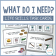 What Do I Need Life Skills Task Cards cover featuring everyday activities